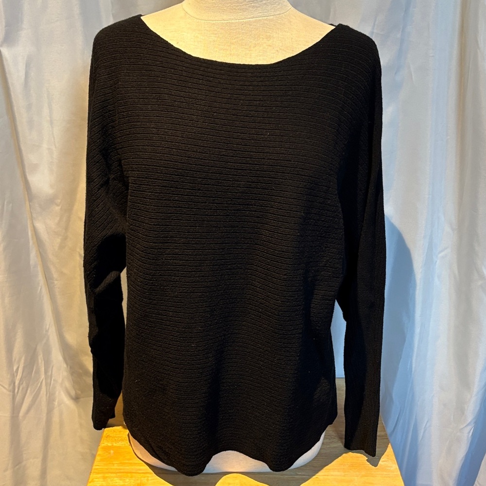 Eesome Black Ribbed Dolman Sweater